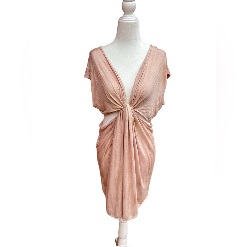 Indah Cream Cut Out Tie-dye mini  Dress